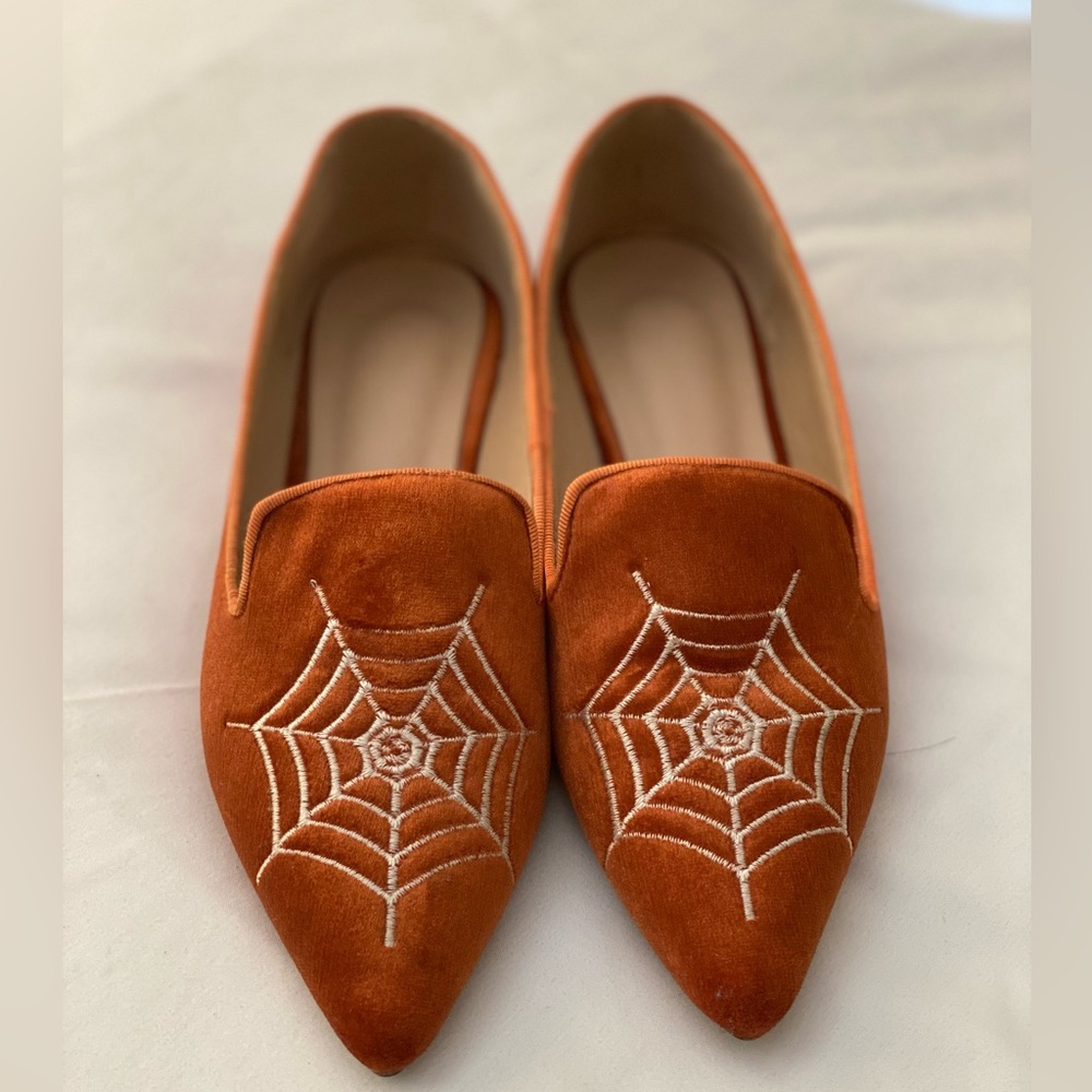 Spiderweb flats, gothic flats, goth babe fashion velvet flats, Halloween shoes